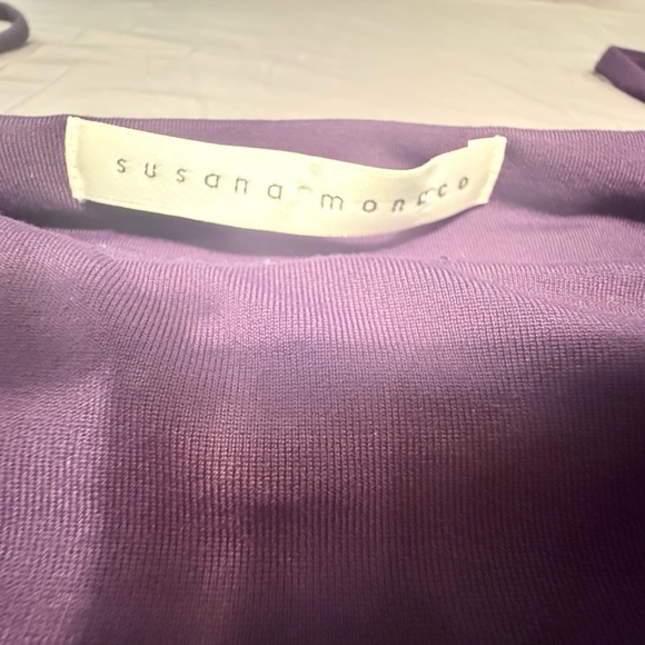 Susana Monaco Purple Long Sleeve Cold Shoulder Stretch Midi Dress Size Large - Picture 7 of 9